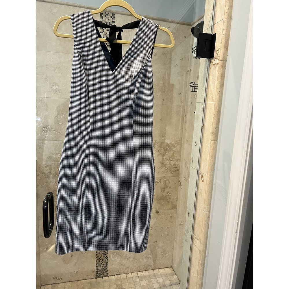 Banana Republic Plaid Houndstooth Check Sheath Dress Brown Blue Size 0 NWT